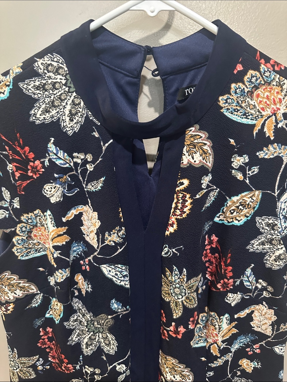 Roz & Ali Navy Floral Sheath Dress with Multicolor Print New 14P - Picture 2 of 7
